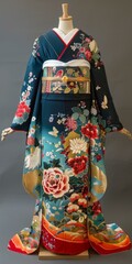 Naklejka premium A kimono with a floral pattern