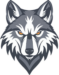 Wolf head mascot logo flat vector design