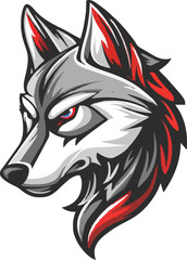 Wolf head mascot logo flat vector design