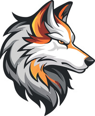 Wolf head mascot logo flat vector design