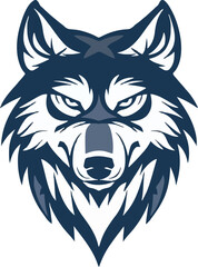 Wolf head mascot logo flat vector design