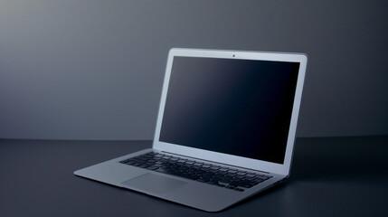 Fototapeta premium A laptop is open on a table