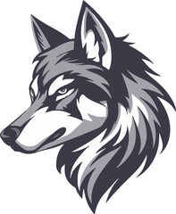 Wolf head mascot logo flat vector design