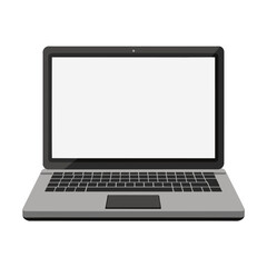 Realistic Modern small bezel gaming Laptop with blank white screen 