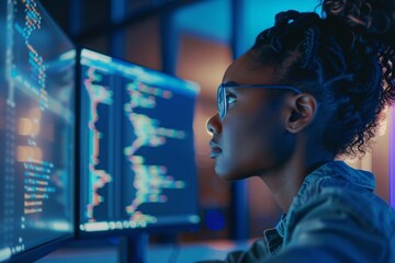 Cybersecurity Professional Engaged in Computer Work