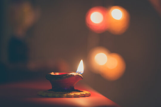 Diwali Celebrations in India , candles and diyas