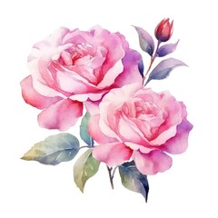 Fototapeta premium Luxurious pink roses. Aesthetic watercolor floral Spring.