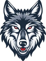 Wolf head mascot logo flat vector design