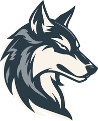 Wolf head mascot logo flat vector design