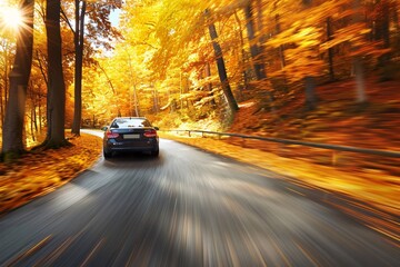Autumnal Scenic Drive on a Winding Road