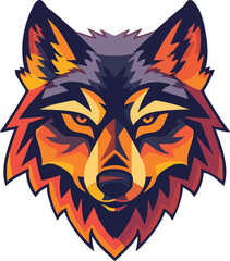 Wolf head mascot logo flat vector design