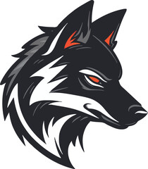Wolf head mascot logo flat vector design