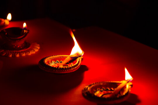 Diwali Celebrations in India , candles and diyas