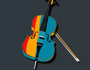 Vecteur de violoncelle avec un dessin d'art de ligne