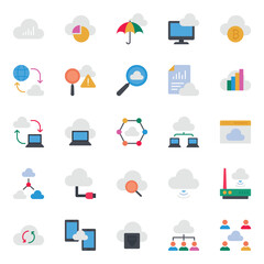 Flat color icons set for Cloud computing.