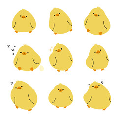 Yellow duck 1 cute on a white background, vector illustration.