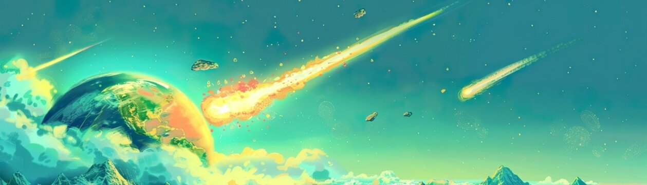 A meteor streaking across the prehistoric sky, the impending mass extinction event - 7:2