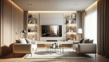 Fototapeta premium 様々なインテリアで装飾したリビング