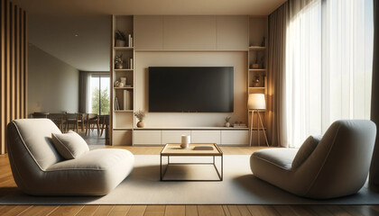 Fototapeta premium 様々なインテリアで装飾したリビング