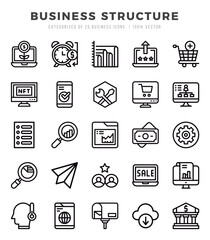 Business Structure Icons Pack. Lineal icons set. Lineal icon collection set.