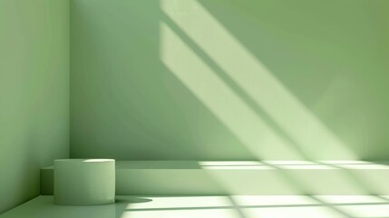 light green background for product presentation with beautiful lights and shadows, copy and text space, 16:9