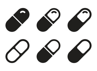Pills capsules icon in flat style. Medical tablet vector illustration on isolated background. Healthcare drug sign business concept.