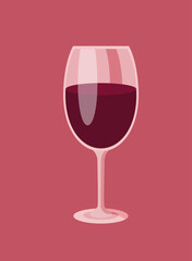 Wine glass icon in flat style. Flask vector illustration on isolated background. Champagne wineglass sign business concept.