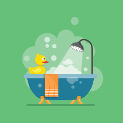 Bath icon in flat style. Bathroom vector illustration on isolated background. Bathtub sign business concept.