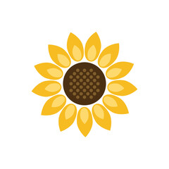 Sunflower icon in flat style. Flora vector illustration on isolated background. Sunflower sign business concept.