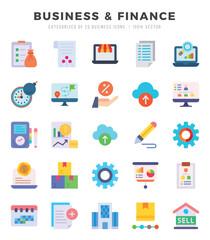 Vector Business & Finance types icon set in Flat style. vector illustration.
