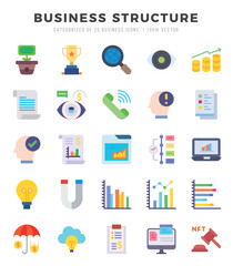 Business Structure Icons Pack Flat Style. Vector illustration.