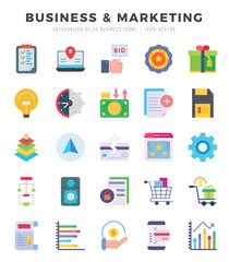 Simple Set of Business & Marketing Related Vector Flat Icons.
