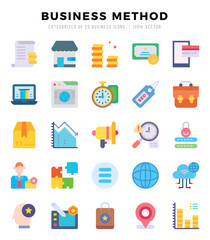 Business Method Flat icons collection. 25 icon set in a Flat design.