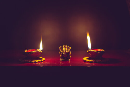 Diwali Celebrations in India , candles and diyas