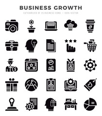 Set of Business Growth Icons. Simple line art style icons pack.