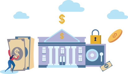 The girl is taking money to the bank for savings.