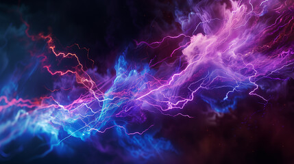 Colorful electric lightning streaks in a cosmic environment.