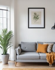 Mockup frame in living room interior
