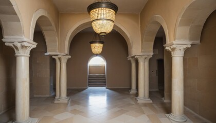 Obraz premium Interior of a royal palace castle of Egyptian empire in ancient times, majestic architecture