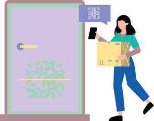 The door is locked with a QR code.