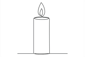 Burning fire candle continuous one line drawing vector isolated on white Vector illustration
