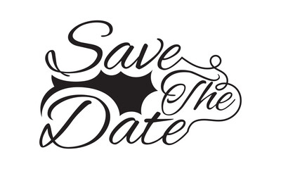 Handwritten modern brush calligraphy Save the date isolated on white background  for wedding invitation. Vector illustration. EPS 10