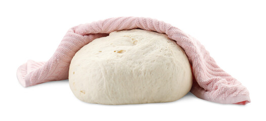 Raw dough and napkin isolated on white