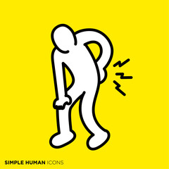 シンプルな人間のアイコンシリーズ,腰が痛い人