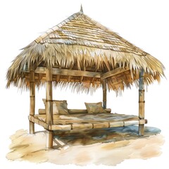 Fototapeta premium A beautiful watercolor painting of a beach hut