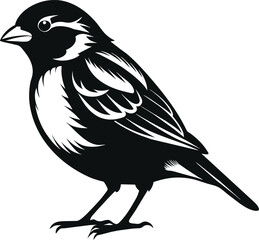 Fototapeta premium Sparrow silhouette vector illustration.