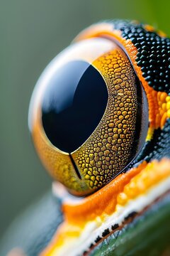 Enigmatic alien being  mesmerizing eyes reflecting galaxies of color and intelligence