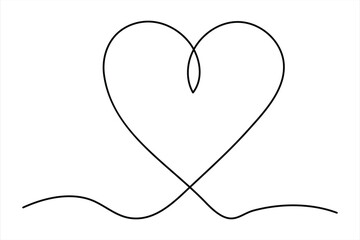 Heart continuous one line art drawing color shape Love sign outline Vector illustration
