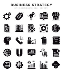 Business Strategy Icons bundle. Glyph style Icons. Vector illustration.