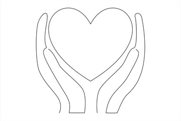 Heart continuous one line art drawing color shape Love sign outline Vector illustration
